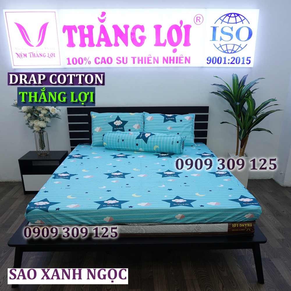 (RẺ VÔ ĐỊCH) drap cotton Thắng Lợi, ga giường chính hãng SAO XANH NGỌC (ảnh thật)