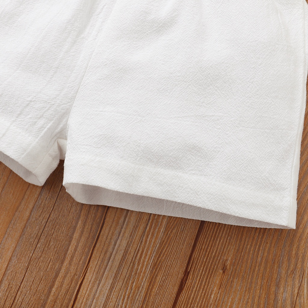 Set đồ mùa hè 2 món Mikrdoo gồm áo hai dây in họa tiết hoa + quần ngắn màu trắng dễ thương cho bé gái sơ sinh