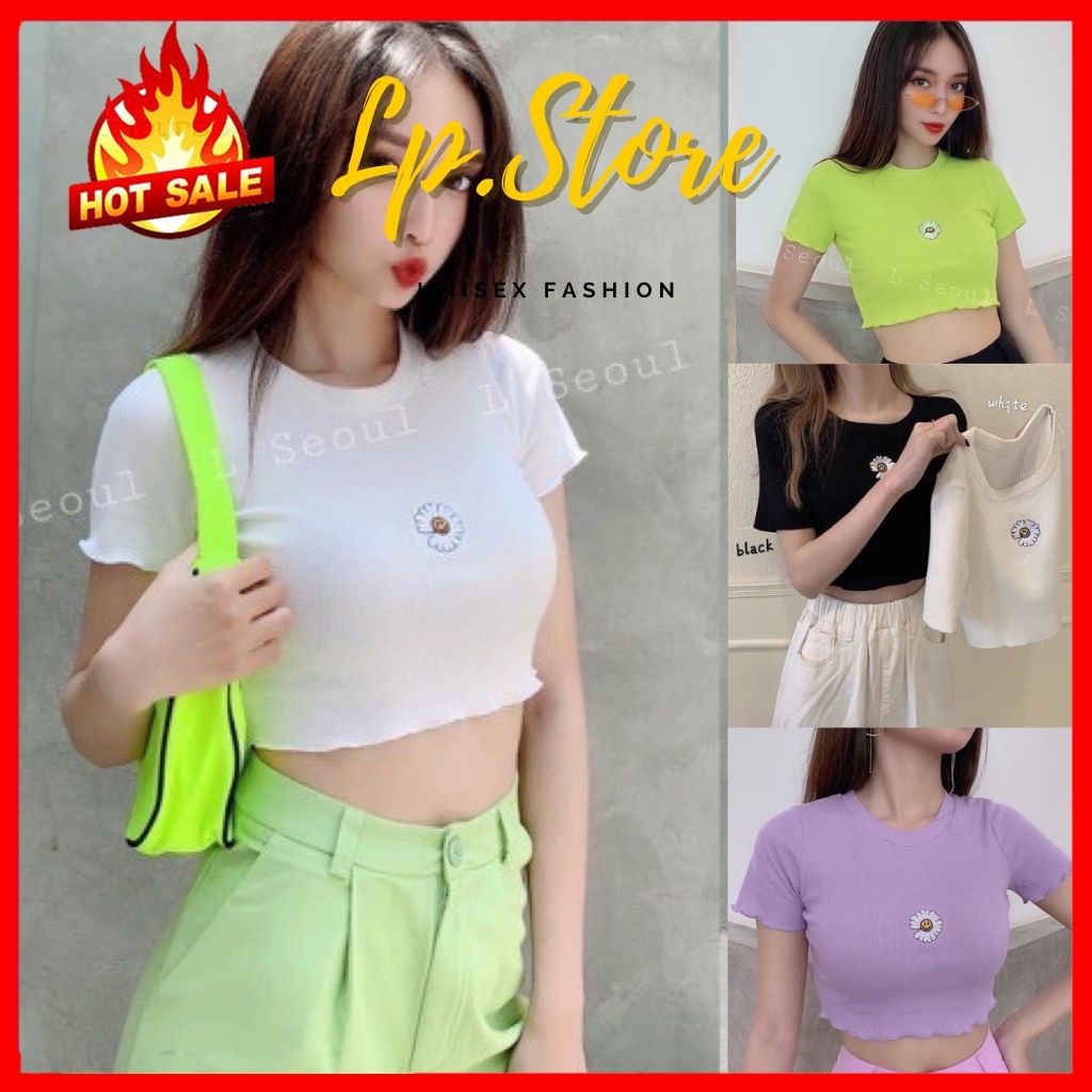 Áo Croptop Nữ Hoa Cúc 4 Màu Siêu Hot - Kèm DEAL Sốc ( có ảnh thật ) - LP.STORE