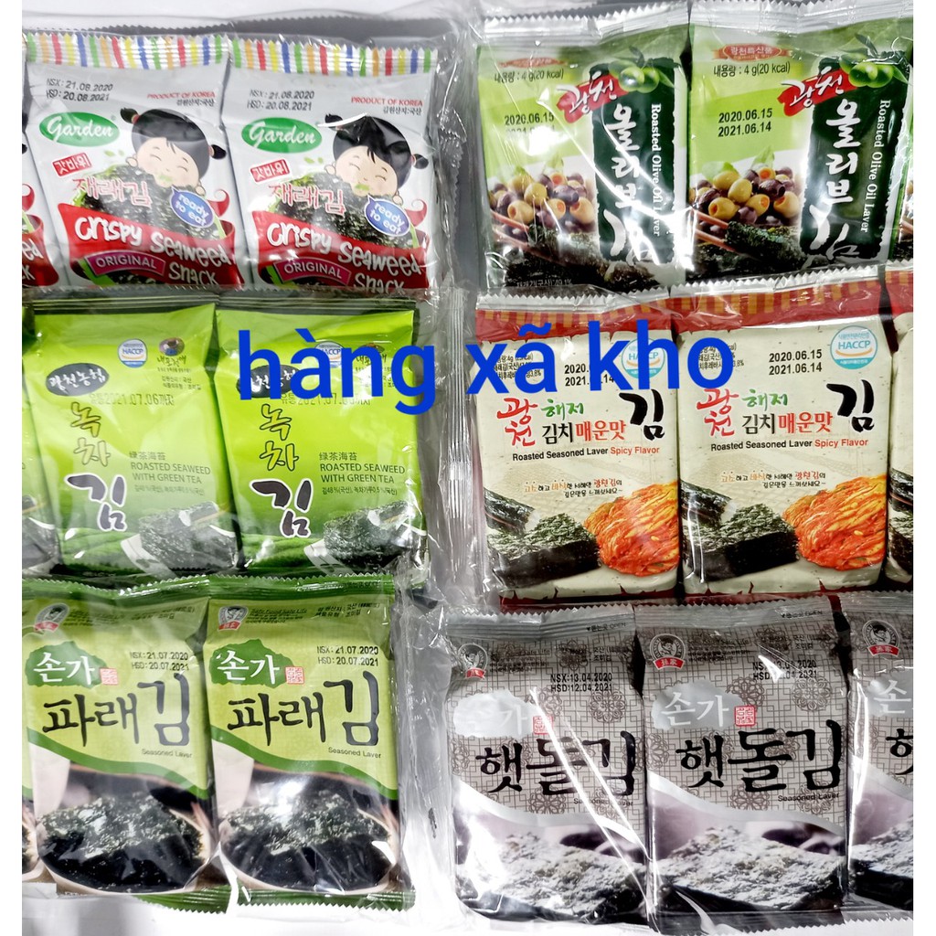 Combo 15gói rong biển ăn liền hàn quốc, nhiều loại không cay.T5_T8/24
