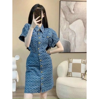Đầm sơ mi jean đính nút cá tính. Nhập QC
