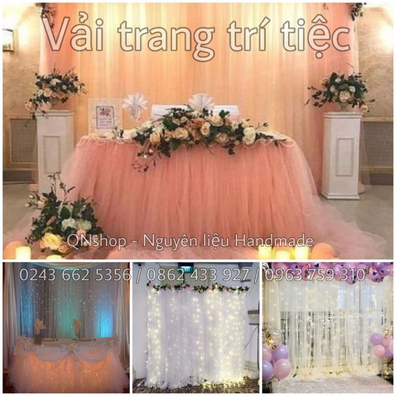 2 mét vải voan mềm đẹp khổ 1m7 trang trí tiệc, may váy tutu nhiều màu