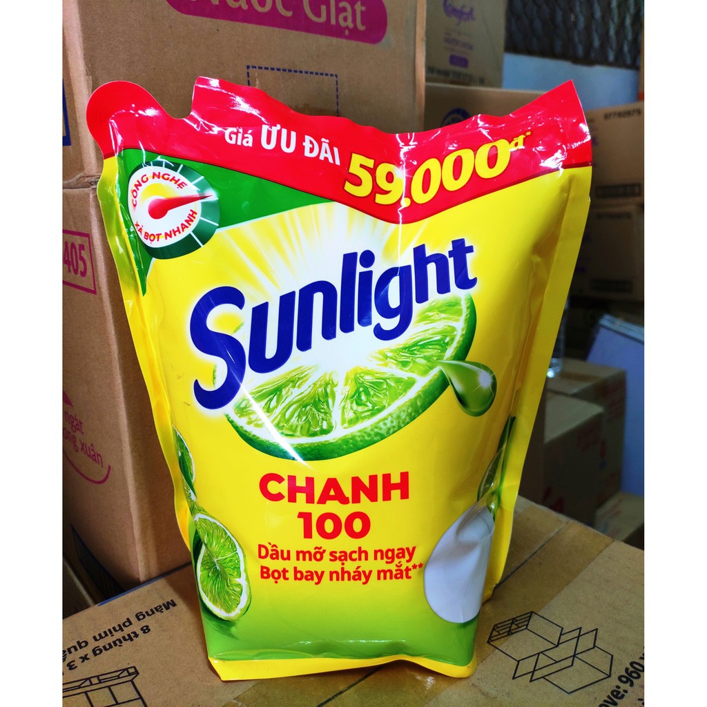 SUNLIGHT Nước rửa chén Chanh 100 2.6kg Túi Lớn siêu Tiết kiệm