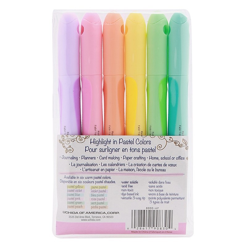 [] Bộ 6 cây bút dạ quang MARVY 8000 màu pastel-