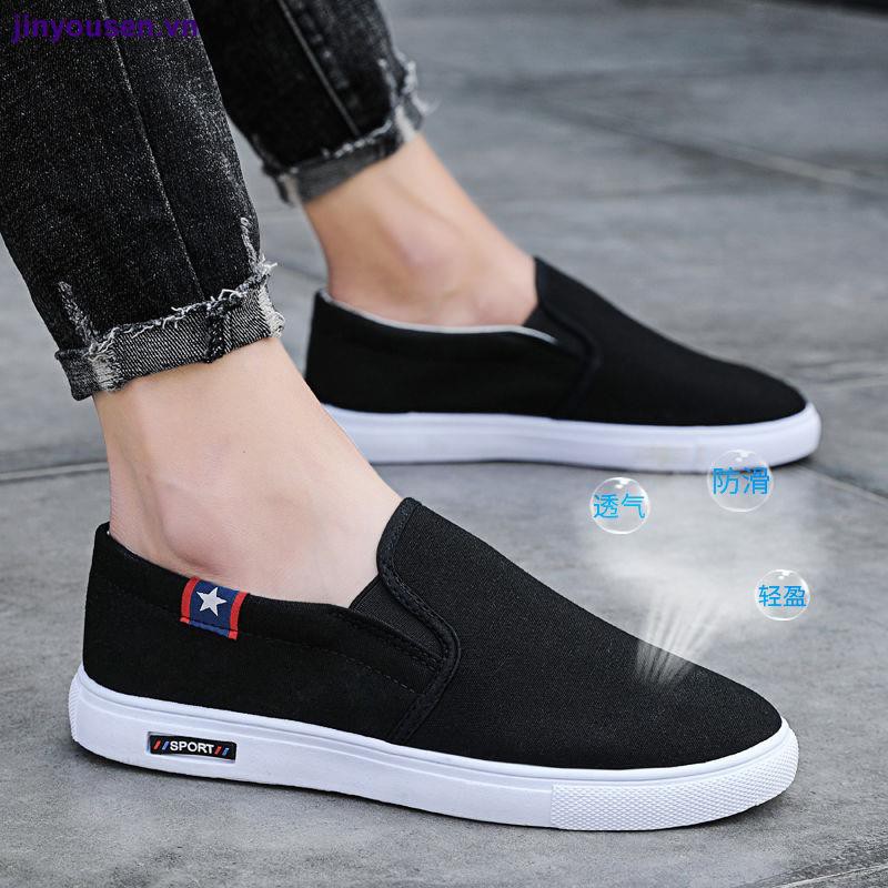 Giày lười vải canvas đế mềm khử mùi thoáng khí thời trang mùa hè cho nam