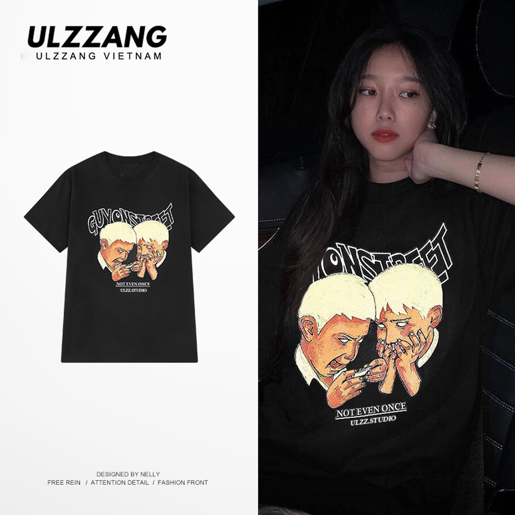 Áo thun unisex nữ form dáng rộng ULZZ ulzzang tay lỡ guy on street