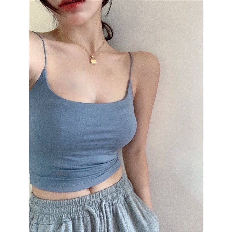 Áo croptop cổ vuông 2 lớp Ulzzang