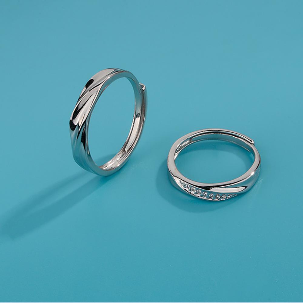 Nhẫn Cưới Dạng Mở Bằng Hợp Kim Đơn Giản Có Thể Điều Chỉnh Cho Cặp Đôi