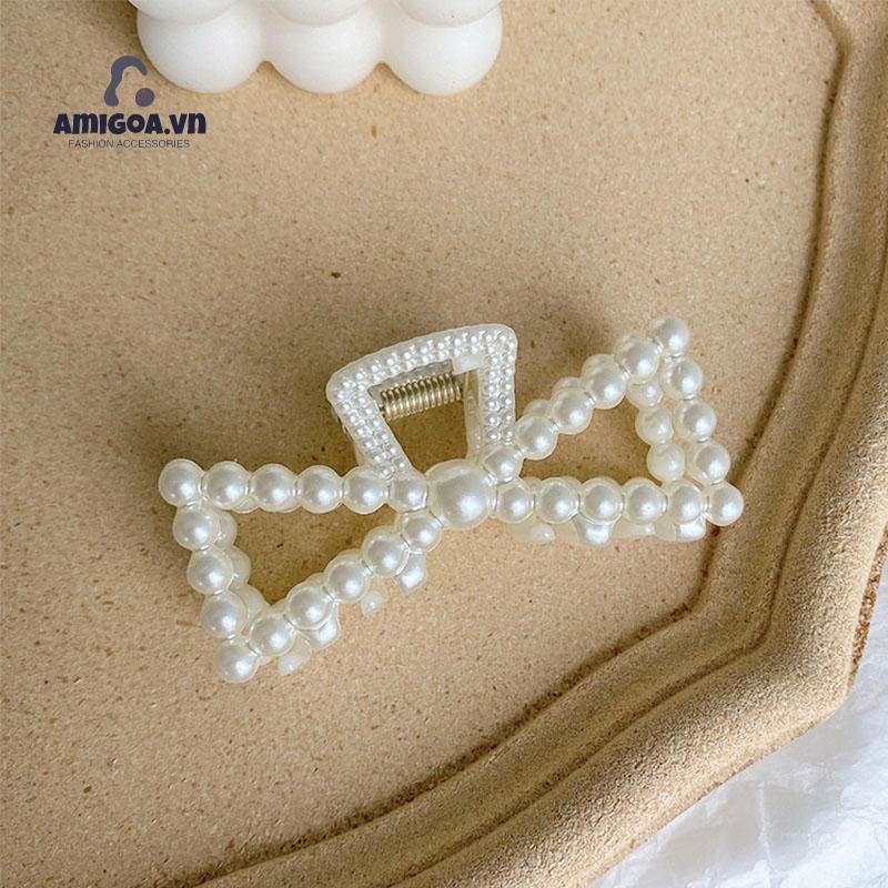 ✨✨ Kẹp Tóc Hình Nơ Đính Ngọc Trai Bằng Hợp Kim Thời Trang