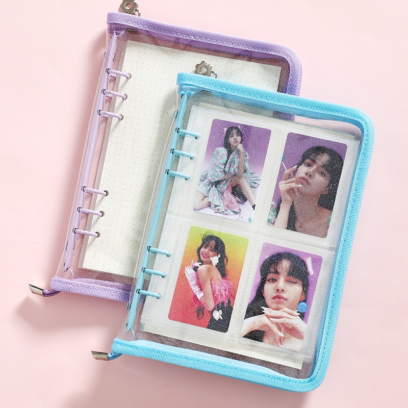 Sổ Tay Bìa Trong Suốt 6 Ngăn Khổ A5 A6 Có Khóa Kéo Tiện Dụng