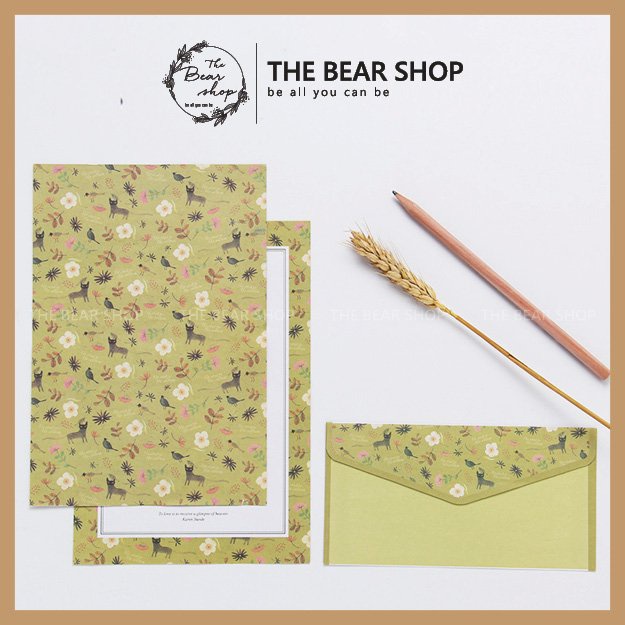 Set giấy viết thư size A5 kèm bao thư nhiều mẫu cute hàng loại 1 - The Bear Shop