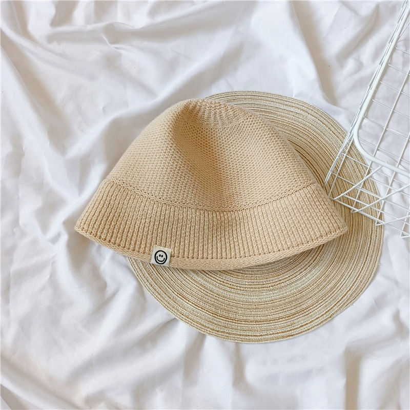 Mũ bucket Dệt Kim Họa Tiết Mặt Cười Đơn Sắc Cá Tính Thời Trang Cho Bé Trai Và Bé Gái