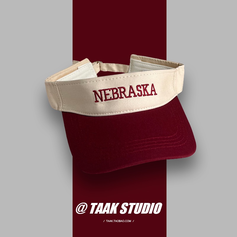 Mũ lưỡi trai hở chóp chống nắng thêu chữ màu đỏ hồng phong cách thể thao mùa hè dành cho nữ