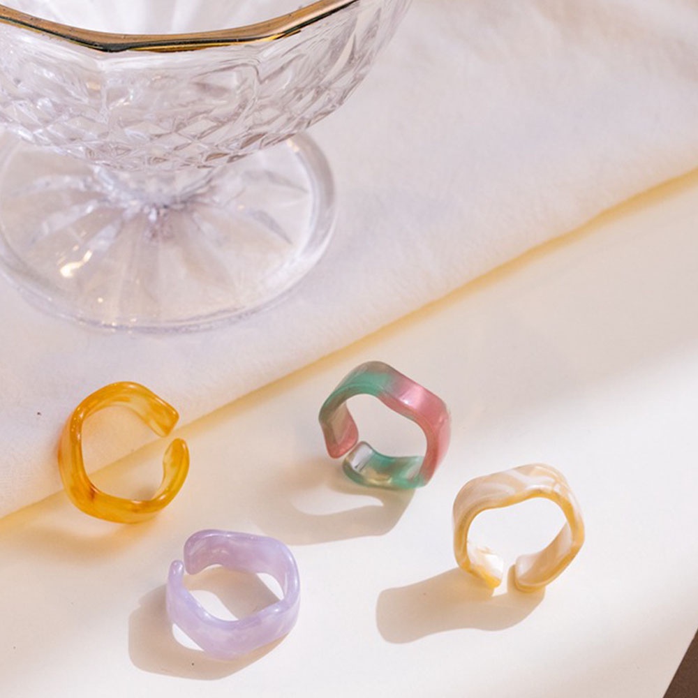 Epoch Nhẫn Đeo Ngón Tay Bằng Nhựa Resin Màu Kẹo Phong Cách Hàn Quốc Thời Trang Mùa Hè Cho Nữ 2021