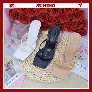 Dép cao gót nữ xỏ ngón gót nhọn 7 phân SUNIMO
