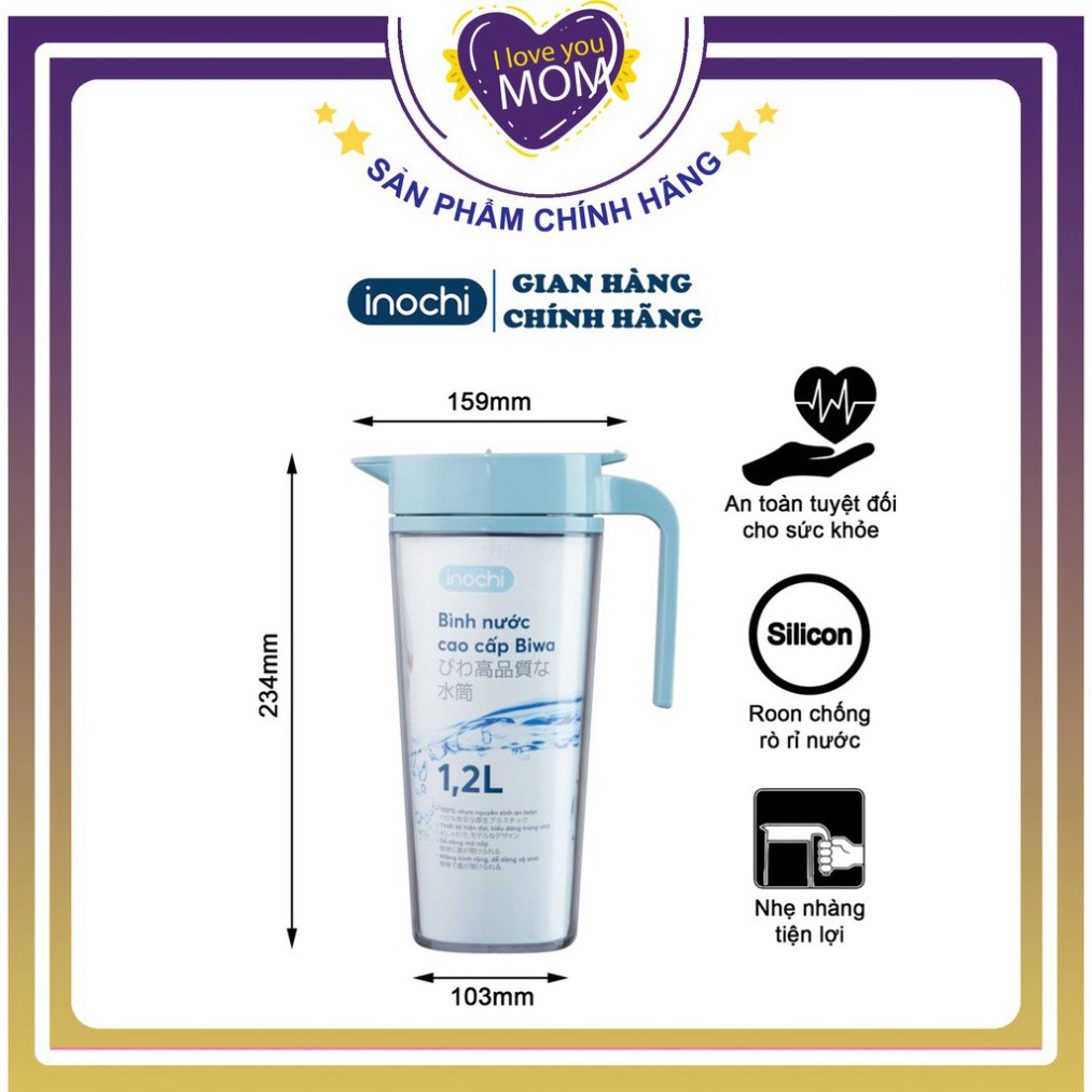 Bình đựng nước Biwa INOCHI An toàn cho sức khoẻ với khả năng kháng khuẩn