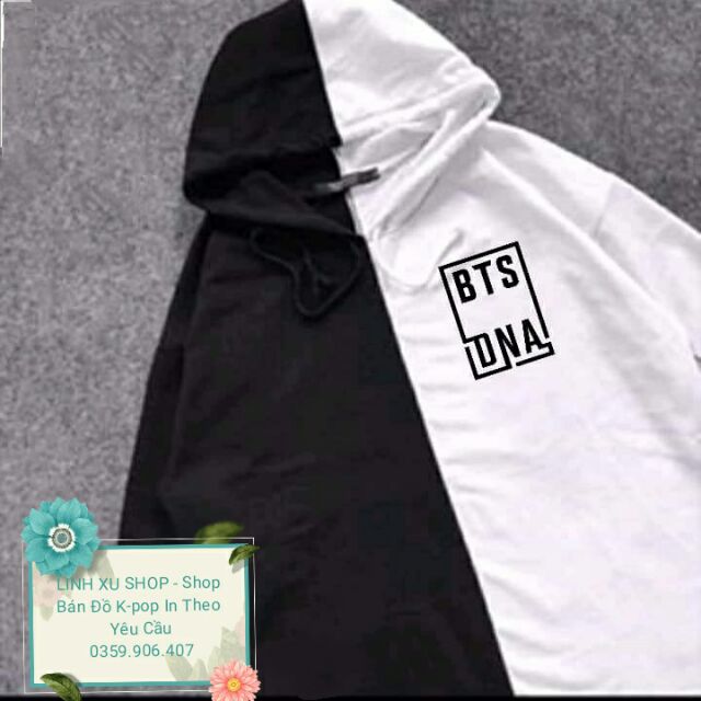 Áo hoodie tay lỡ BTS phối thân in theo yêu cầu