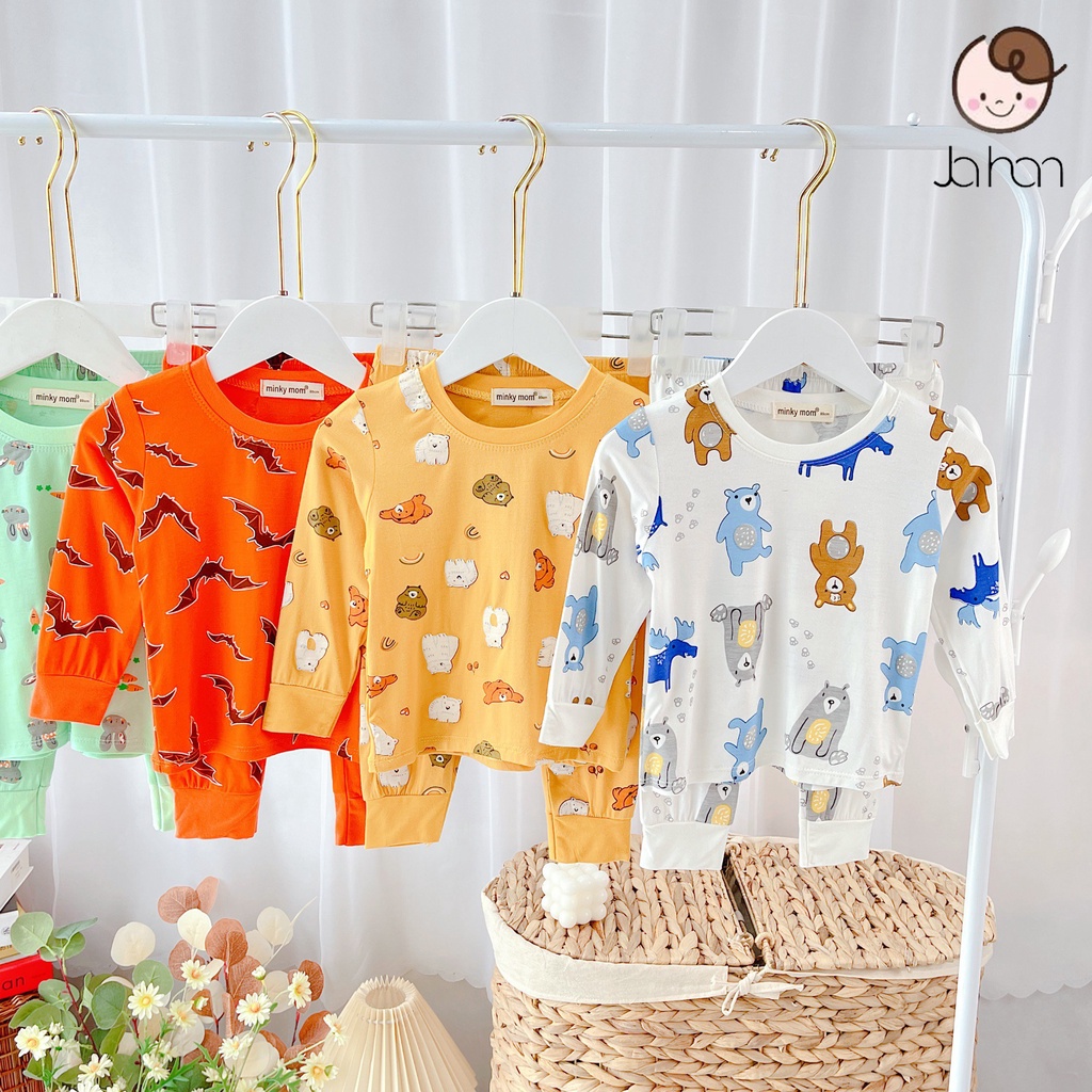 Bộ quần áo trẻ em dài tay Minky Mom Dơi cho bé trai bé gái chất thun lạnh cao cấp siêu co giãn và mềm mịn 6-18kg