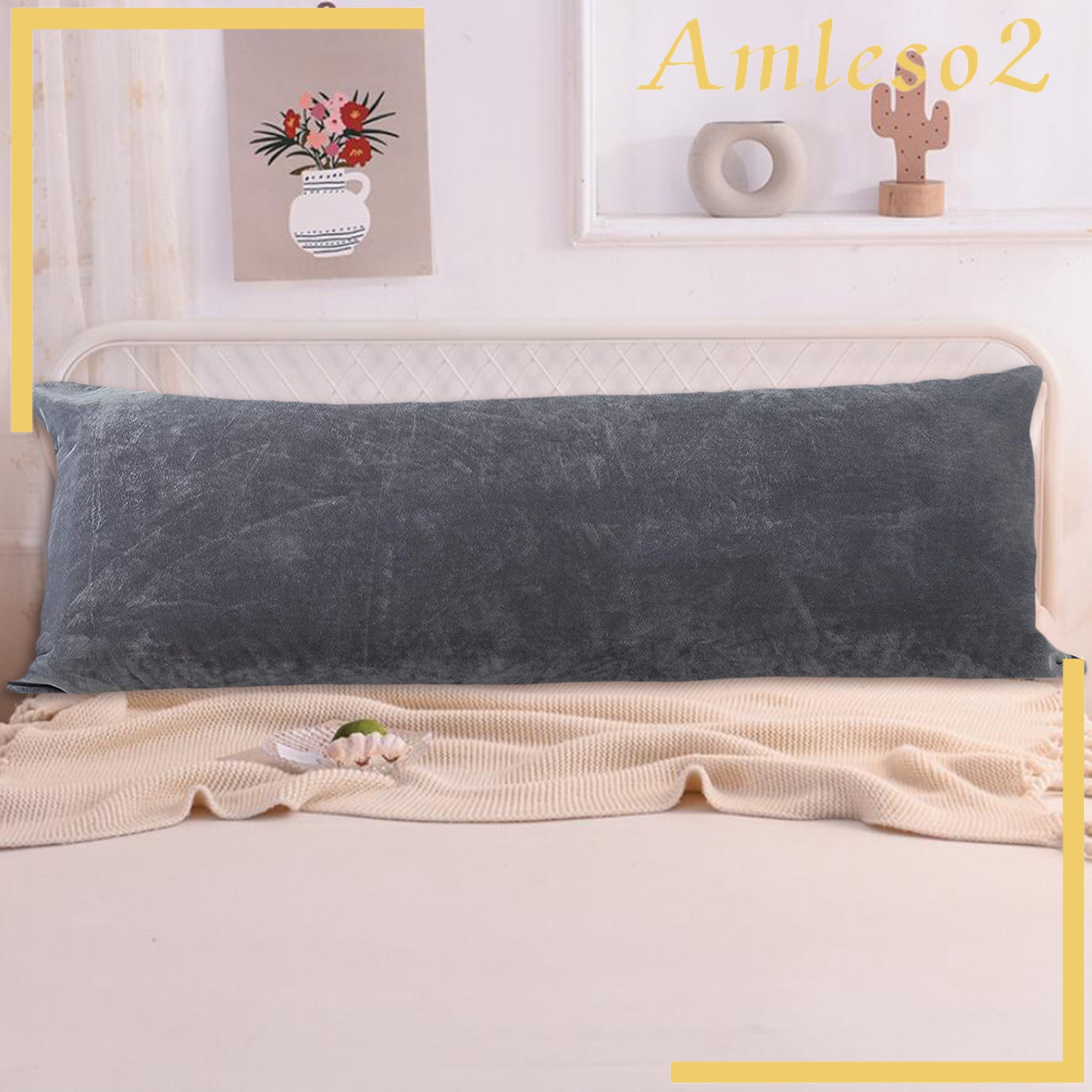 [AMLESO2] Bed Sleep Long Body Pillow Case Cover Velvet Protector Zipper Pillowcase 2 Size