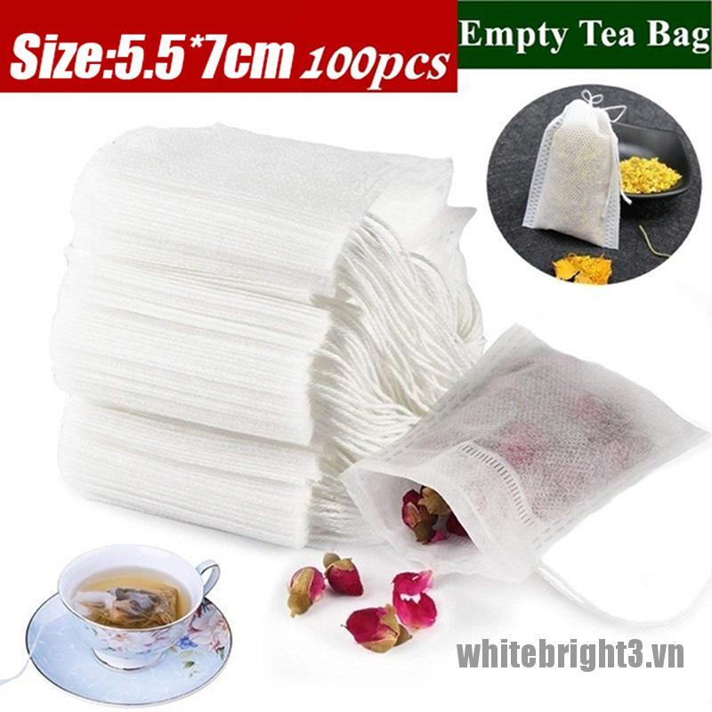 Bộ 100 Túi Lọc Trà Bằng Vải Không Dệt Màu Trắng