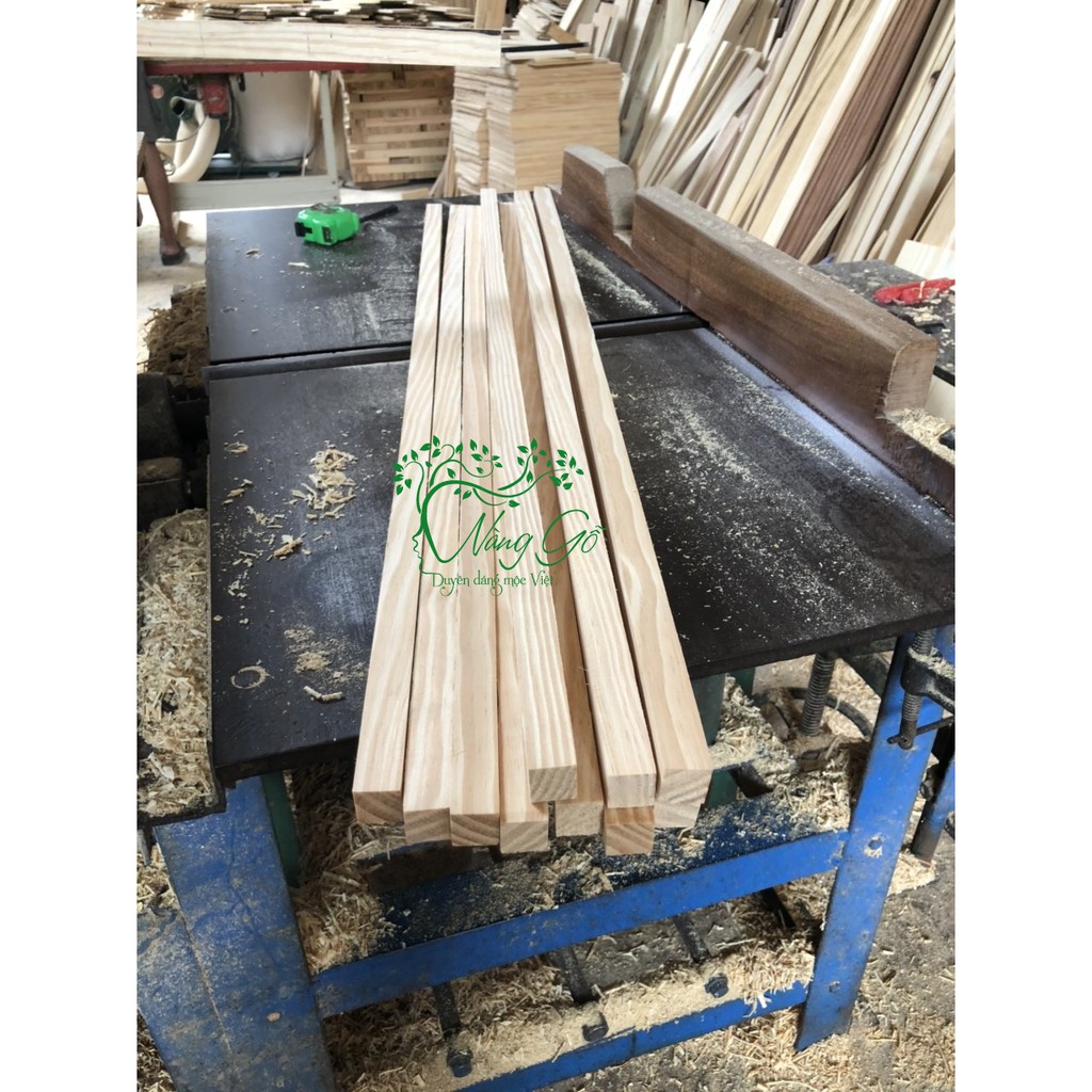 Combo 5 thanh gỗ thông Vuông 2cm x Dài 1m