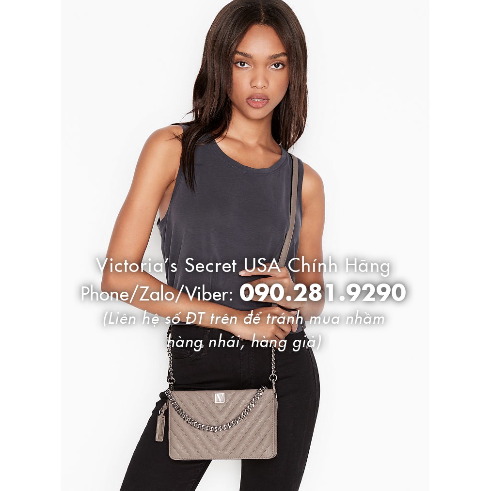 Túi đeo chéo xám khói cá tính nhỏ gọn (320) siêu xinh, KT: 22x15cm - hàng nhập Victoria's Secret USA