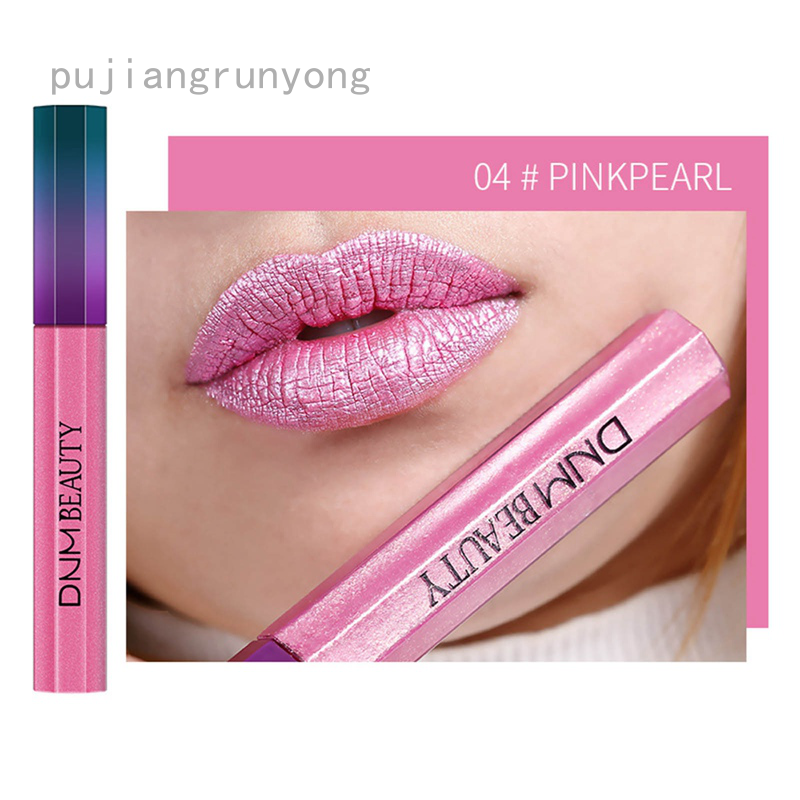(hàng Mới Về) Son Môi Pujiangrunyong Màu Sắc Ánh Kim Không Dính Cốc Dễ Lên Màu