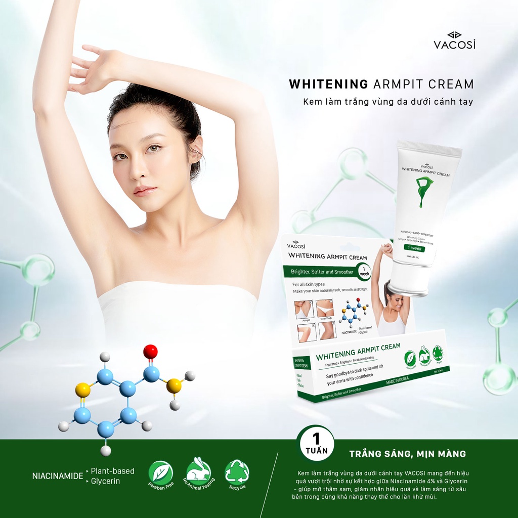 Kem Dưỡng Trắng Nách VACOSI 30ML - VACOSI Whitening Armpit Cream