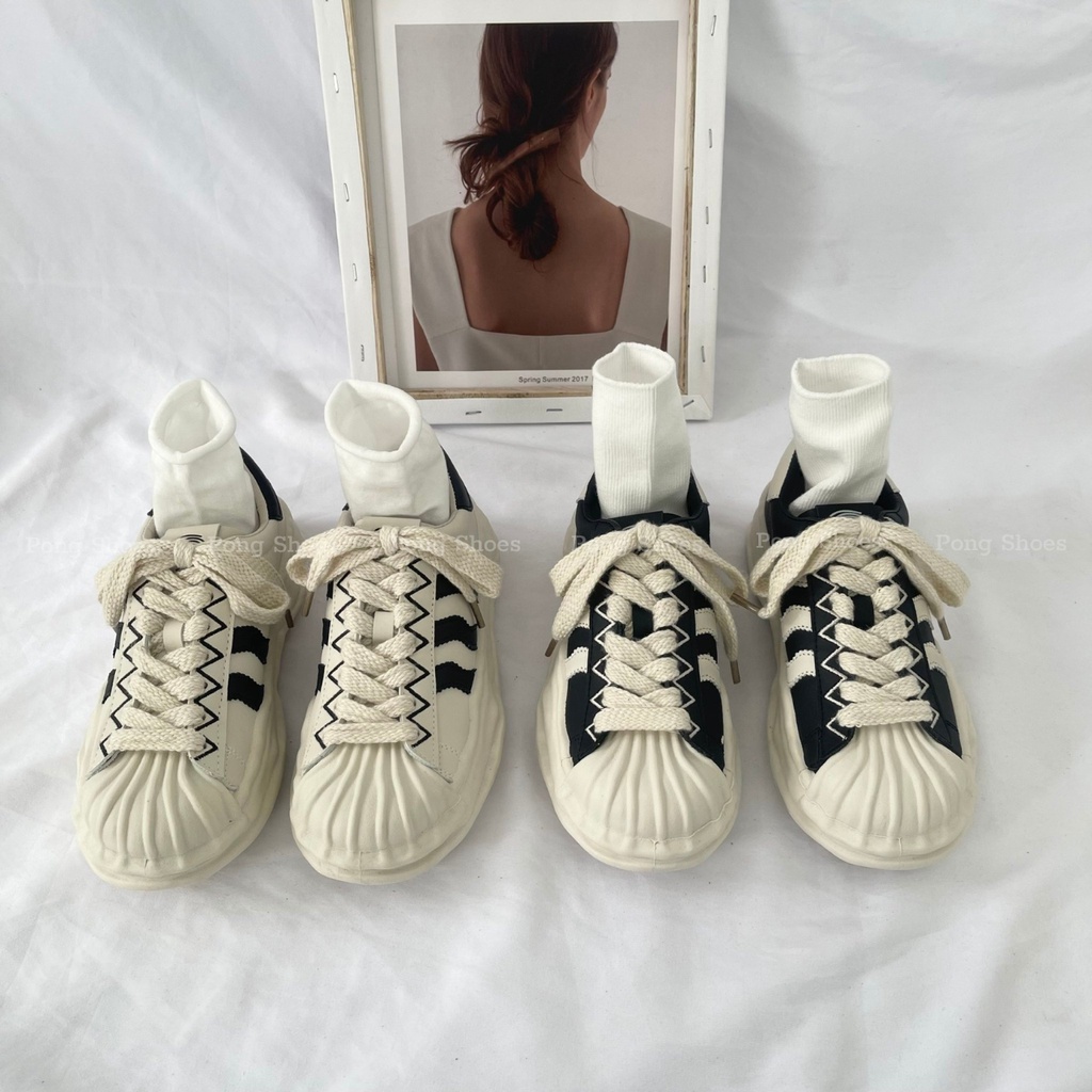 Giày Sneaker PongShoes phong cách Ulzzangs màu đen, be FULL HỘP Mã 1438