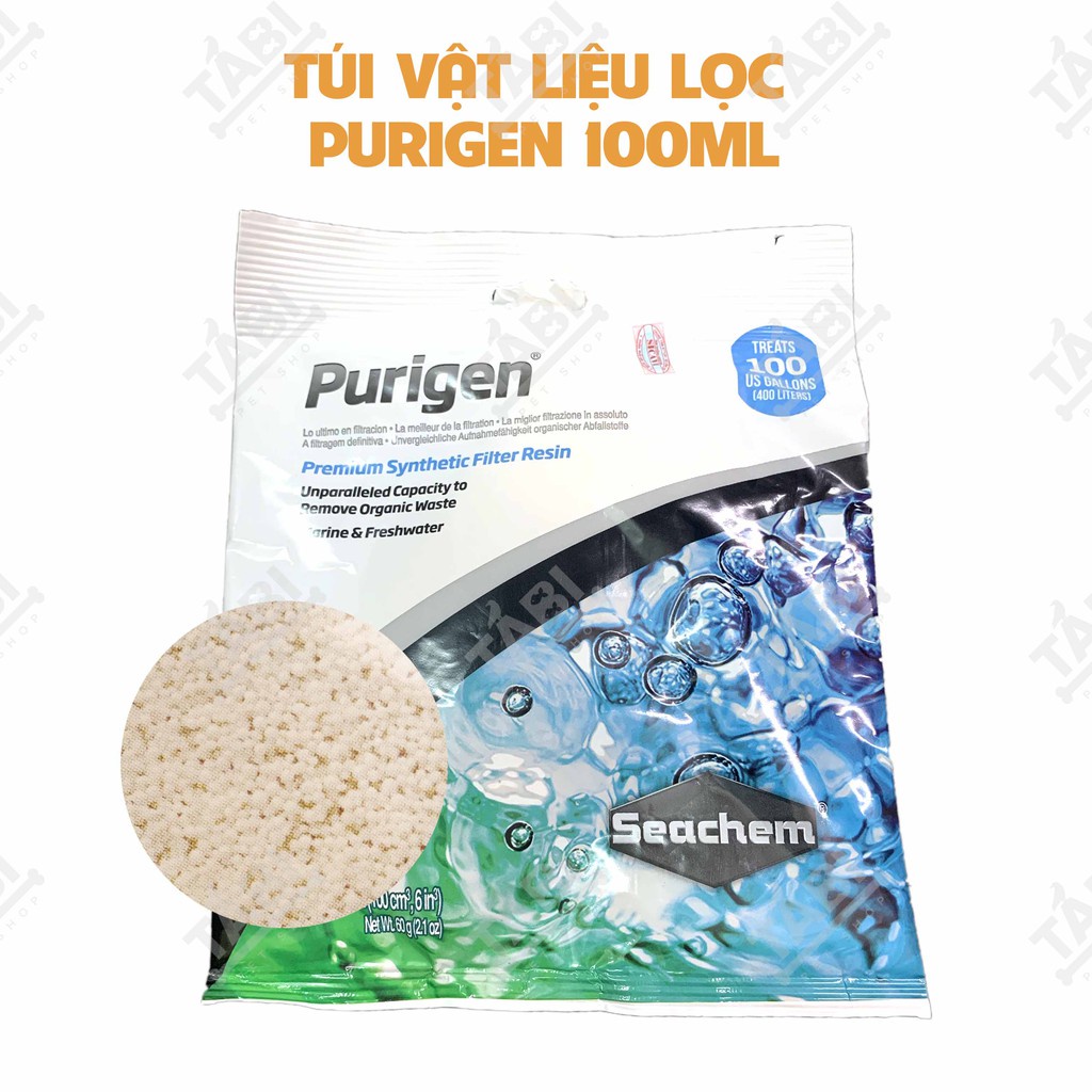 Vật Liệu Lọc Purigen Seachem Túi 100ML Khử Độc, Làm Trong Nước Hồ Cá.