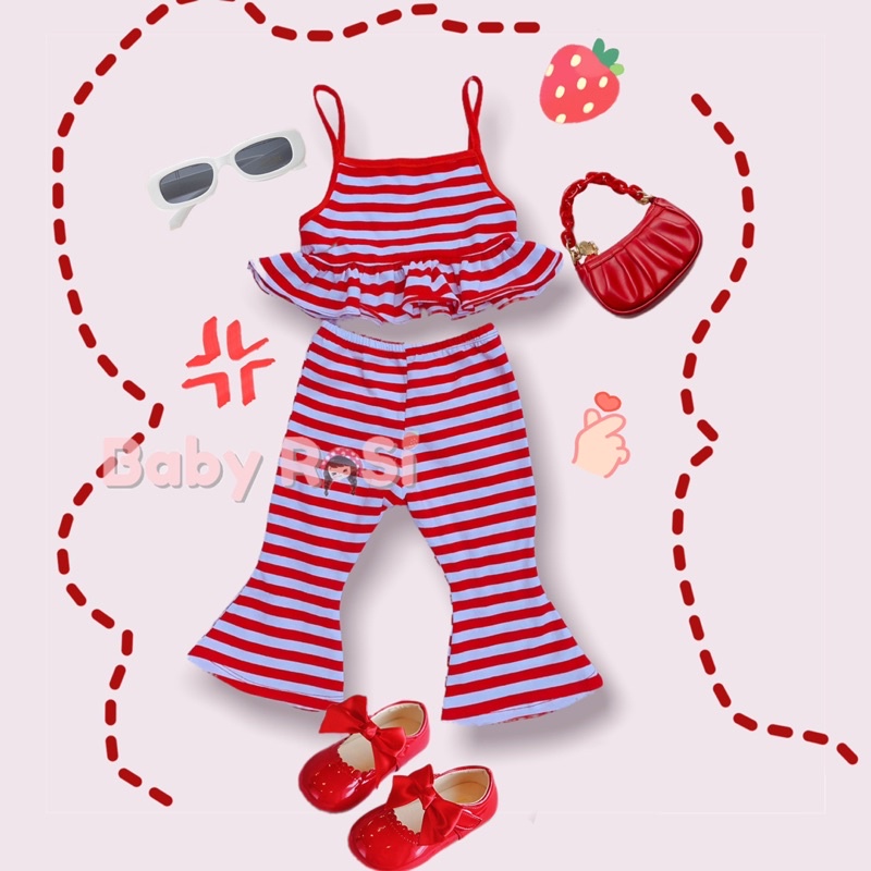 Sét áo bèo và quần loe sọc cho bé