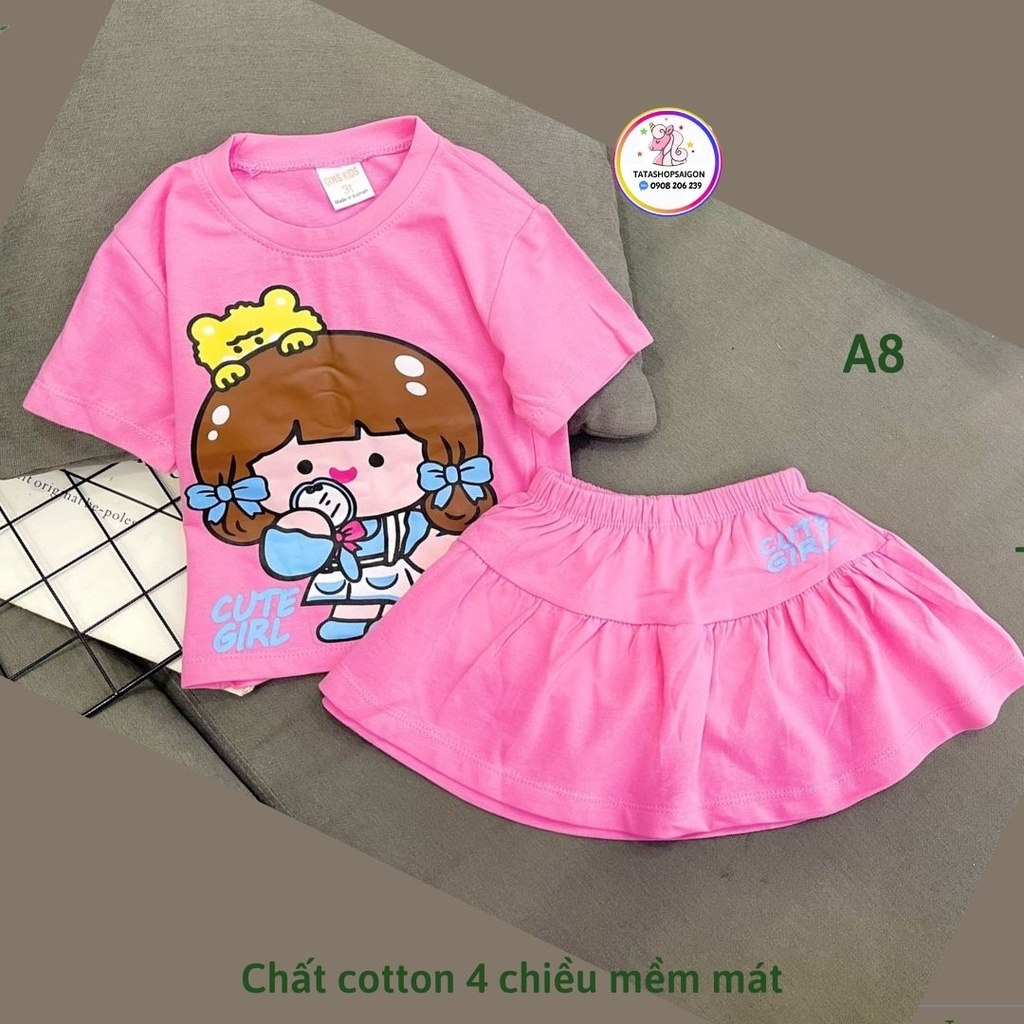 A8 Set bộ váy cho bé gái size đại thun cotton mềm mát 22 đến 40kg