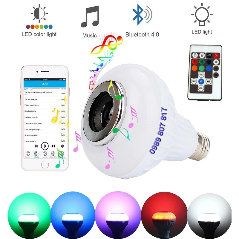 - Bóng đèn đổi màu điều khiển bằng ĐT | Remote tích hợp loa Bluetooth | Đèn ngủ trang trí