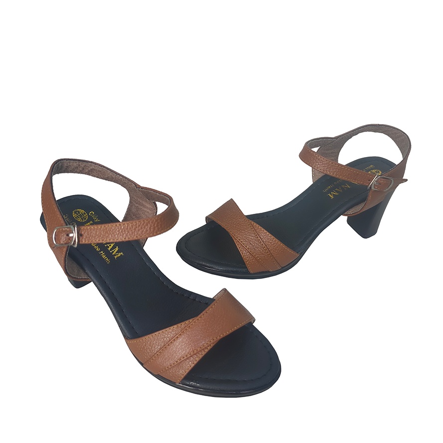 Giày Sandal nữ cao gót 7cm TiTi ĐÔ thời trang da bò thật cao cấp DNU2131a