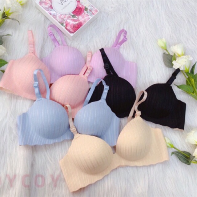 Áo ngực su ko gọng thông hơi có bàn tay nâng ngực kẻ sọc