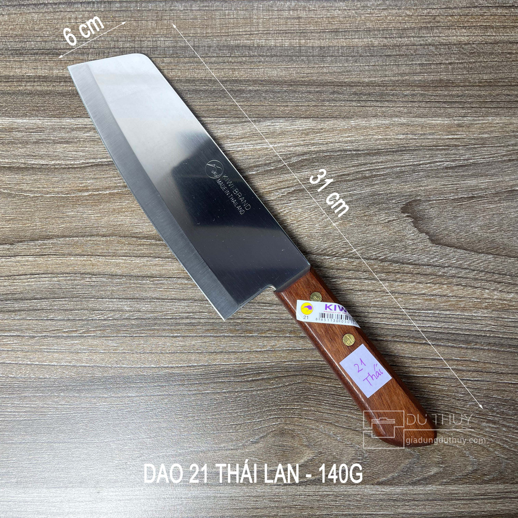 Dao thái thịt cán gỗ mũi nhọn, mũi vuông sắc bén hàng Thái Lan chính hãng KIWI