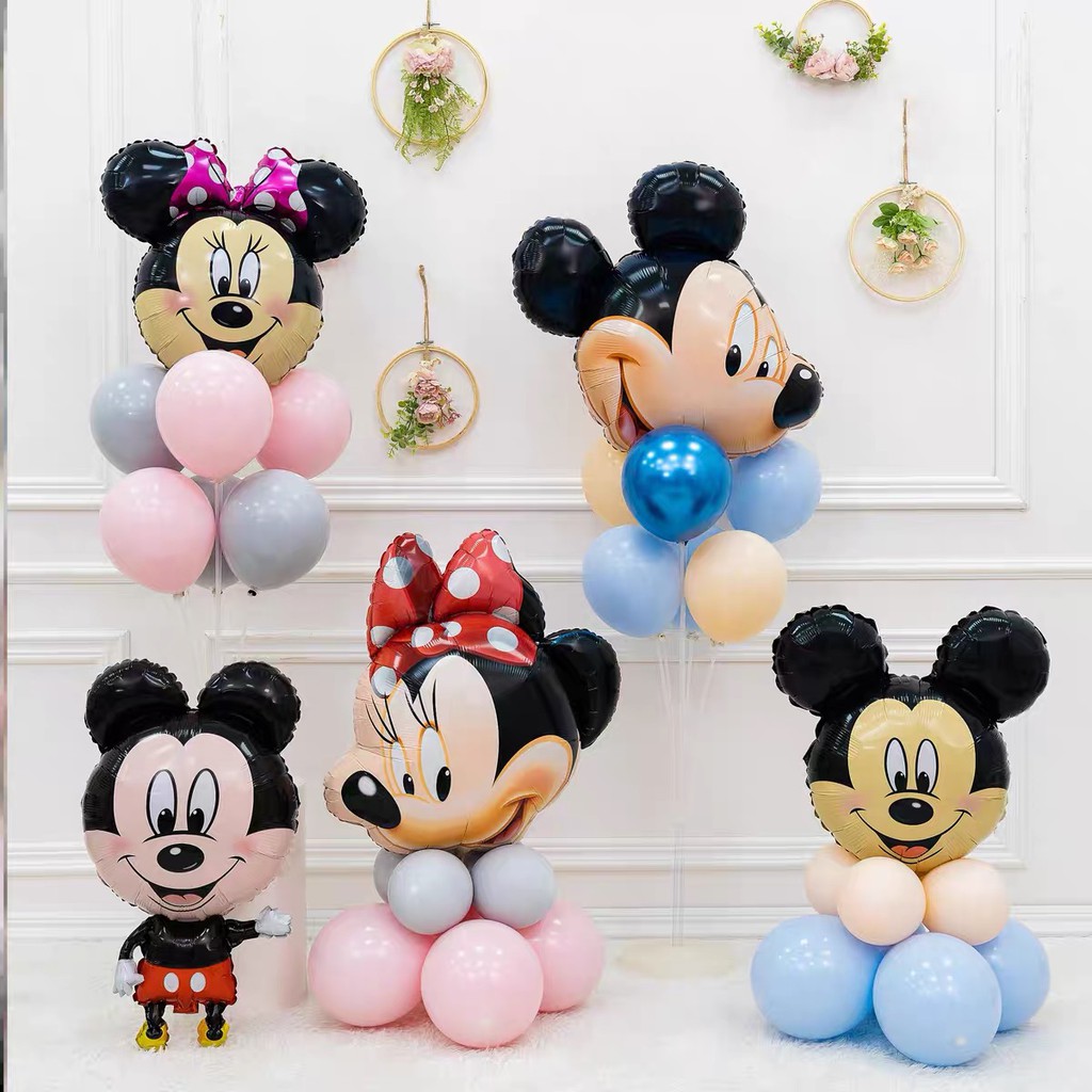 Bóng bay hình chuột Mickey tráng nhôm cỡ lớn trang trí sinh nhật, thôi nôi, đầy tháng