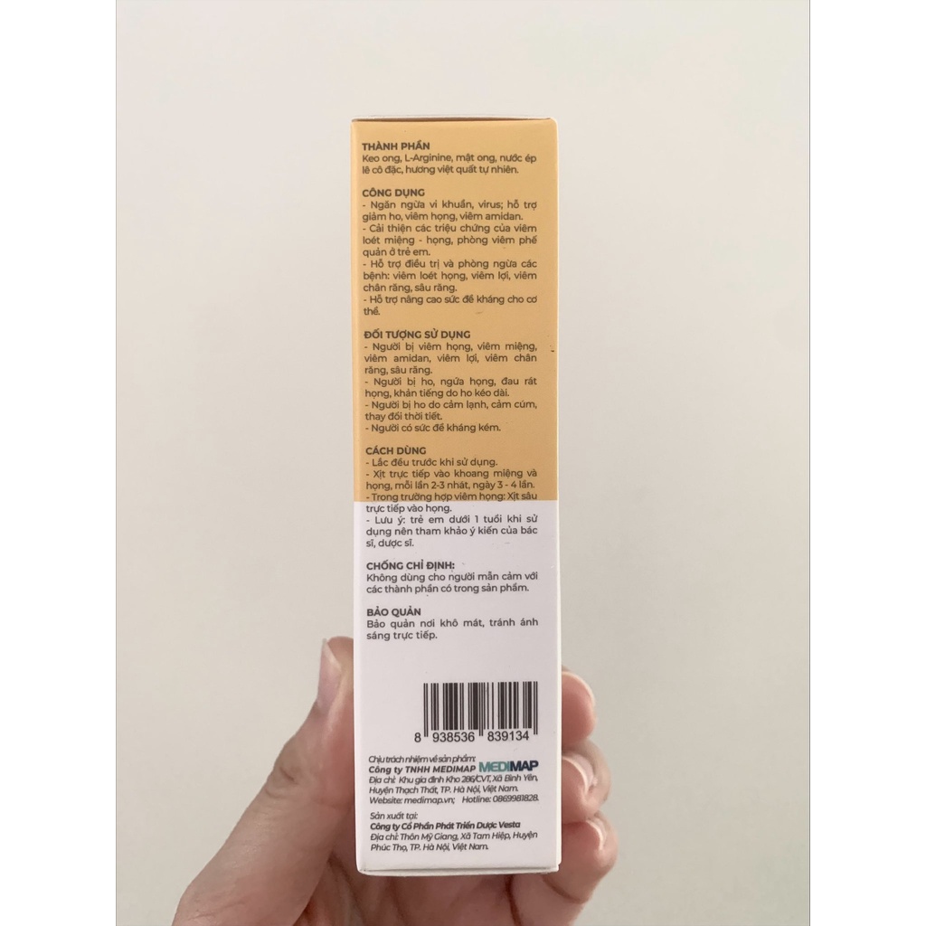 XỊT HỌNG KEO ONG Trẻ em Maxibee chai 20ml