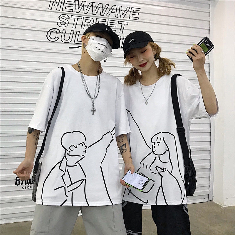 Ready Stock  U.Studio BF Lovers' T-shirt Top Clothing Top Tee Clothes Plus Tshirt Size Short Sleeve Shirt