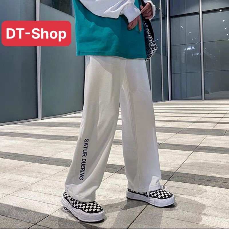 Quần ống xuông rộng nam nữ statur có dây rút gấu mặc 2 kiểu