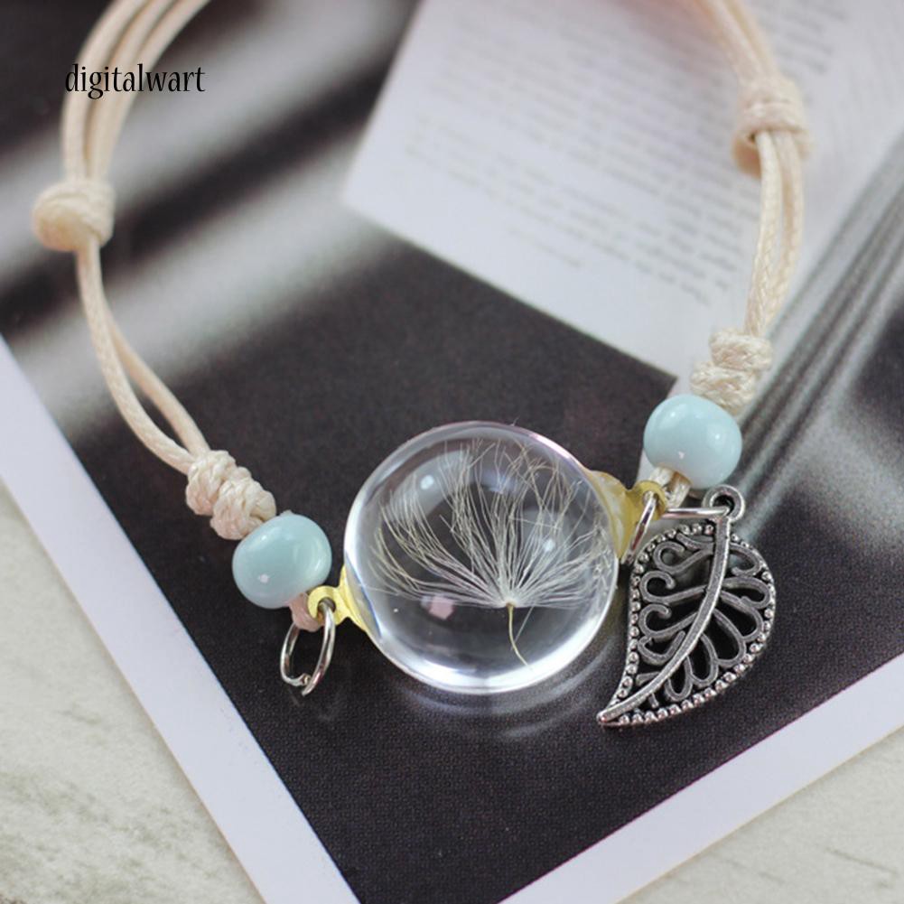 Vòng tay thiết kế phối mặt hình quả cầu thủy tinh chứa hoa lá nhẹ nhàng dễ thương cho nữ | BigBuy360 - bigbuy360.vn