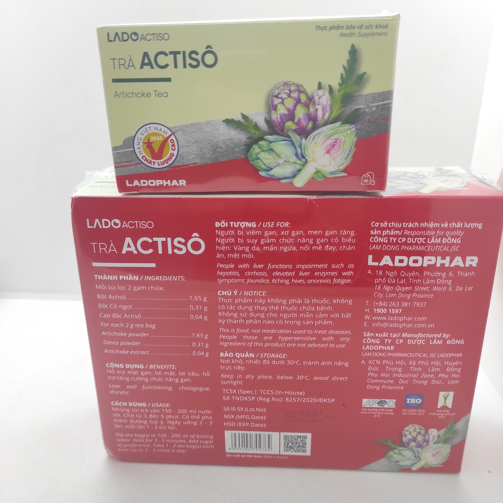 Trà Atiso Ladophar hộp 100 túi lọc - Trà Atiso Đà Lạt Lâm Đồng