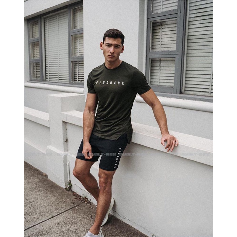 Áo tập gym nam ngắn tay chất da rắn cao cấp SP180, Áo thun thể thao nam form body