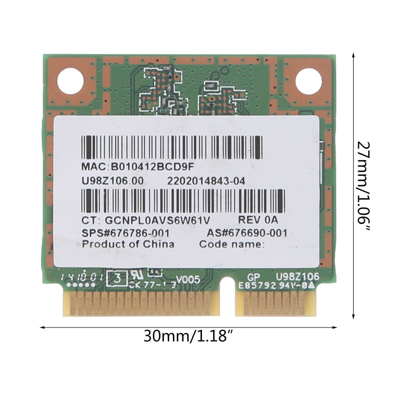Thẻ WiFi Băng Tần Kép Mini PCI-E 802 11a b g n WLAN 300Mbps