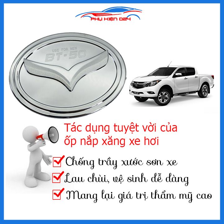 Ốp nắp xăng BT50, Mazda BT-50 mạ crom chống trầy trang trí ô tô