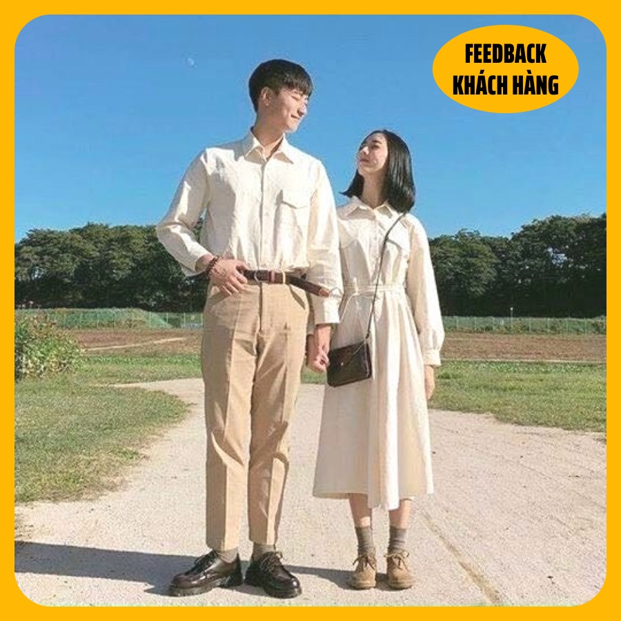 Đồ đôi nam nữ áo váy sơ mi Hàn Quốc COUPLE STORE dùng đi chụp hình cưới,đi chơi, đi du lịch