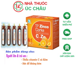 Tp zinco corke, giúp tăng sức đề kháng, bé ăn ngon miệng, bổ sung vitamin c- hộp 20 ống