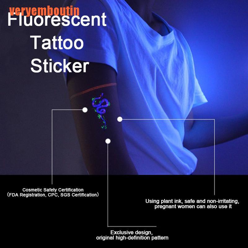 Hình Xăm Dán Tạm Thời Màu Dạ Quang Độc Đáo
