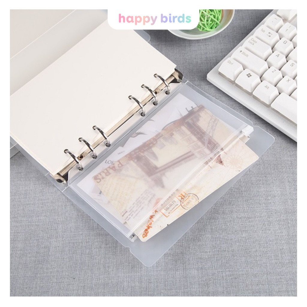 Túi đựng bút zip gắn sổ còng A5 B5 đựng bút đồ dùng văn phòng phẩm cá nhân HappyBirds