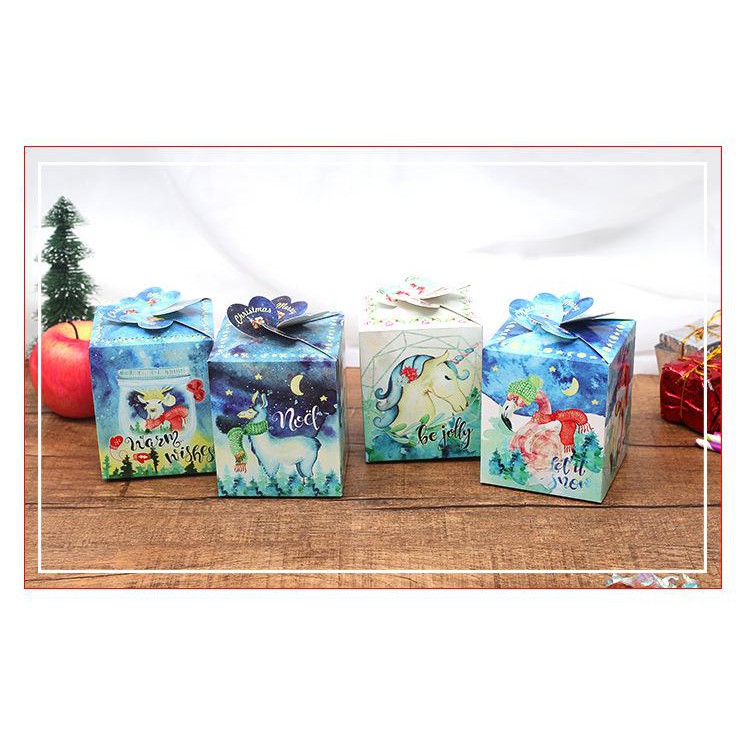 hộp quà gấp noel HT10 8,5*8,5*10cm giáng sinh dễ thương cute